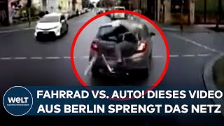 BERLIN Dieses UnfallVideo sprengt das Netz Radfahrer vs Auto  und eine Frage steht im Raum [upl. by Auqinot]