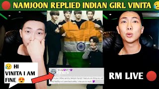 BTS RM Replied Indian Girl 🇮🇳 Vinita 🫰 BTS Replied Indian Girl 💜  bts news today [upl. by Hopkins]