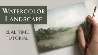 Beginner Watercolor Landscape Tutorial [upl. by Ramraj966]