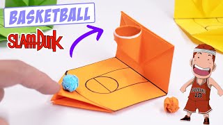 Easy Origami Mini toy Basketball Slam Dunk  Moving Paper toys pop it [upl. by Eelyahs]