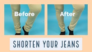 How to Shorten the Length of your Jeans in 5mins SewAddicts [upl. by Crotty]