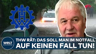 UNWETTERWARNUNG FÜR DEUTSCHLAND  THW erklärt So verhält man sich im FlutNotfall richtig [upl. by Ecnerat852]