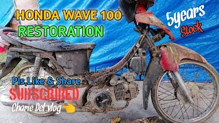 HONDA WAVE 100 RESTORATION PART 1 5YEARS STOCK [upl. by Mag]