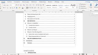 Sommaire automatique sur word Exemple avec un rapport de stage [upl. by Siriso321]