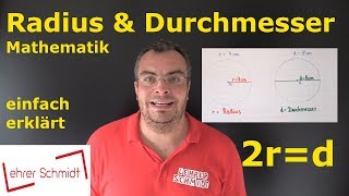 Radius und Durchmesser  Kreis  Mathematik  einfach erklärt  Lehrerschmidt [upl. by Asiar]