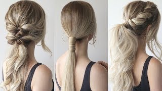 HOW TO EASY PONYTAILS  Perfect Prom Hairstyles [upl. by Orihakat92]