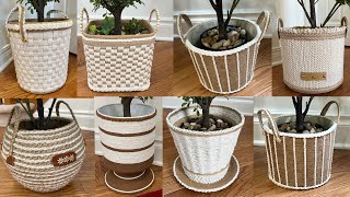 7 Diy Basket Diy Plant Basket Diy Rope Basket Jute Rope Basket سبت يدوي [upl. by Einhorn]