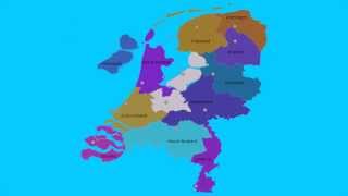 Topografie Provincies van Nederland en Hoofdsteden [upl. by Airdnax]