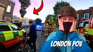 FIRE IN LONDON POLICE SHUT DOWN ROADS Just Another Day Delivering Food In London  GoPro POV [upl. by Nam]