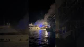 Blazing Yacht Fire in Makarska Harbor  Must Seequot [upl. by Jedthus195]