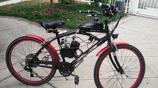 80cc66cc Bike Engine Kit on beach cruiser Motorized bike [upl. by Mahmoud204]