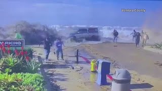 Eight people injured after southern California sees large waves high surf [upl. by Apollus]