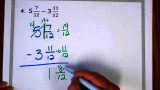 3 4 Subtracting Mixed Numbers with Renaming [upl. by Aetnuahs304]