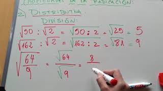 Propiedades de la radicación distributiva con respecto a la división [upl. by Mert]