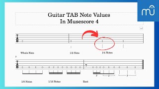 Note Values In Guitar Tabs Musescore 4 [upl. by Enalahs]