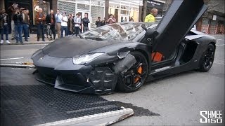 Wrecked Lamborghini Aventador in London  Loaded onto Truck [upl. by Kurt]