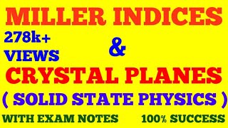 MILLER INDICES amp CRYSTAL PLANES  SOLID STATE PHYSICS  WITH EXAM NOTES [upl. by Wiedmann287]