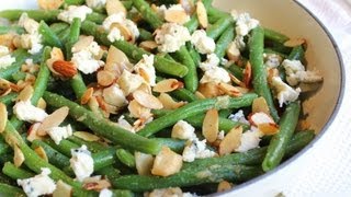 Garlic amp Blue Cheese Green Bean Almondine  Baked Green Bean with Almonds Side Dish [upl. by Anyat]