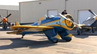 HandCranking the Inertia Starter on Restored 1934 Boeing P26 quotPeashooterquot Fighter Plane [upl. by Rehotsirhc786]