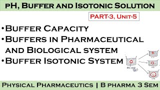 buffer isotonic solution  buffer capacity  buffers in pharmaceutical and biological system  PP1 [upl. by Acissehc]