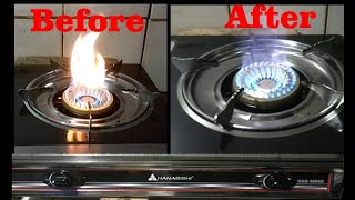 Yellow Flame to Blue Flame Fixed in two minutesBrand new gas stove [upl. by Nauqed407]