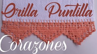 Orilla o Puntilla de Corazones 29 crochet of hearts [upl. by Straub]