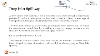 19 drop inlet spillways and advantages [upl. by Benisch]