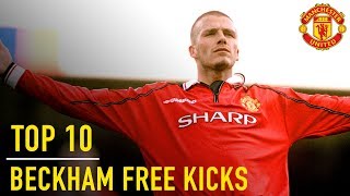 David Beckhams Top 10 Premier League Free Kicks  Manchester United [upl. by Htenywg]