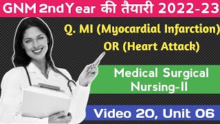 GNM 2nd Year Medical Surgical NursingII हार्ट अटैक Or Myocardial Infarction Video 20 Unit 06 [upl. by Opportina]