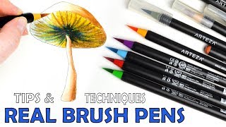 How to use REAL BRUSH Pens Tips and Techniques [upl. by Eerased]