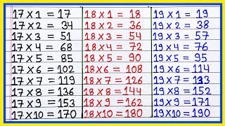 Table of 17 to 20  Table of 17  Table of 18  Table of 19  17 table  18 table  19 ka table [upl. by O'Conner]