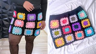 🧶Falda con Grannys tejida a crochet tutorial completo Paso a paso🔥😉 [upl. by Edlihtam]