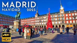 NAVIDAD MADRID Walking Tour 2023  Madrid Christmas 2023 4K HDR 🎄🇪🇸 🎄 [upl. by Adnolay485]