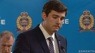 Edmonton Mayor makes emotional statement about Const Daniel Woodalls shooting death [upl. by Webb]