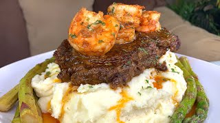 HOW TO MAKE STEAK AND SHRIMP SURF AND TURF [upl. by Yesnikcm]