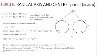 CIRCLE DEFINITION AND DERIVATION OF RADICAL AXIS AND RADICAL CENTRE AND ITS PROPERTIES [upl. by Einiffit]