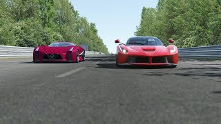 Nissan Concept 2020 Vision GT vs Supercars at Circuit de La Sarthe Le Mans [upl. by Gerhan210]