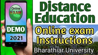 Distance education Online exam DEMO and instructions  JanMarch 2021  Bharathiar University [upl. by Anaik]