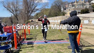 Simons 1st Marathon in 18 degrees and 30 mph wind gusts [upl. by Uke397]