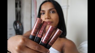 NEW BROWN SHADES NYX BUTTER GLOSS SWATCHES  Brown Skin Dark Skin [upl. by Groot]