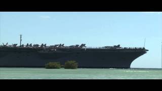 USS Nimitz Aircraft Carrier Crosses Pearl Harbor  RIMPAC 2012 [upl. by Tamas]