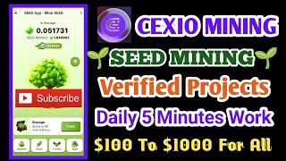 SEED Mining  CEXIO Mining  New Telegram Bot Fully Verified Mining  tamil [upl. by Minerva]