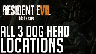 Resident Evil 7  Three Dog Head Locations [upl. by Atinar]