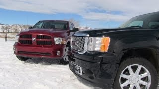 2013 GMC Sierra Denali vs Ram 1500 Pickup 060 MPH Mashup Review [upl. by Radloff]