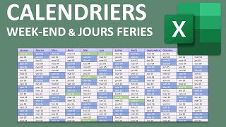 Calendrier Excel avec WeekEnd et jours fériés [upl. by Cannon2]