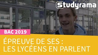 Bac 2019  les premières impressions des lycéens sur lépreuve de SES [upl. by Ibbob]