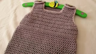 VERY EASY simple crochet pinafore dress tutorial  baby and child sizes [upl. by Noizneb467]