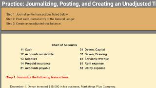 Journalizing Posting Unadjusted Trial Balance Practice [upl. by Uchish]