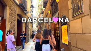 4K🇪🇸 Spain Walk Barcelona  La Rambla Gothic Quarter La Boqueria Market Paella amp Seafood 2022 [upl. by Suoicerp952]