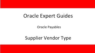 Oracle Payables Vendor Type Lookup Update [upl. by Euqenimod]